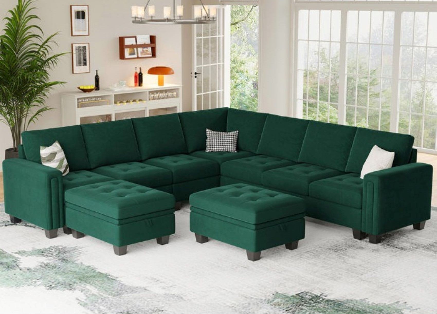 Moris 8 Seater Interchangeable Modular Corner Fabric Sofa with Storage Ottoman For Living Room | Bedroom | Office - Torque India